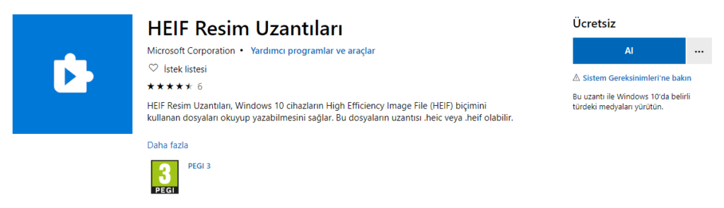 Windows 10 HEIC Codec Programı